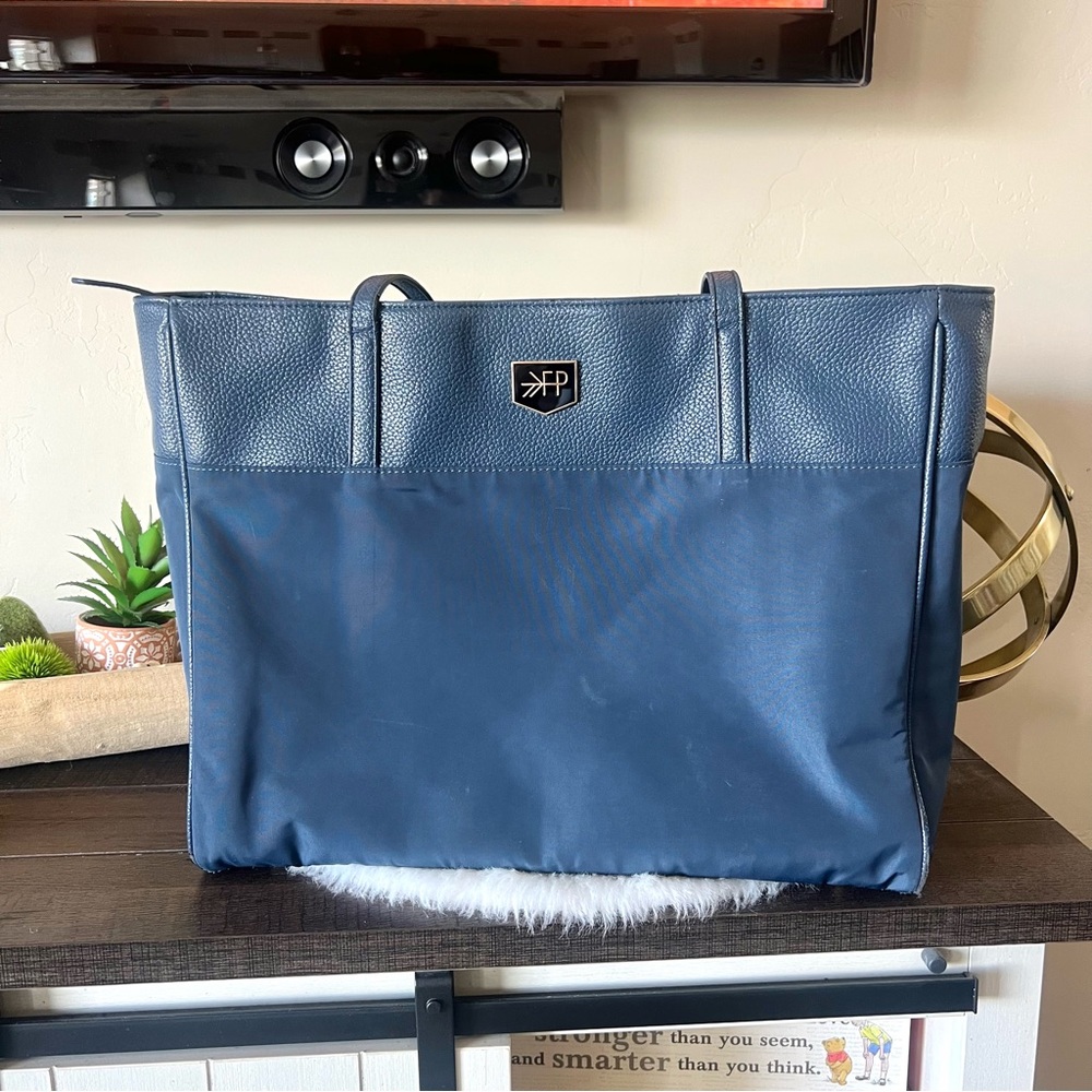 Freshly Picked Everyday Tote Diaper Bag Navy Blue Faux Leather Insulated Pocket